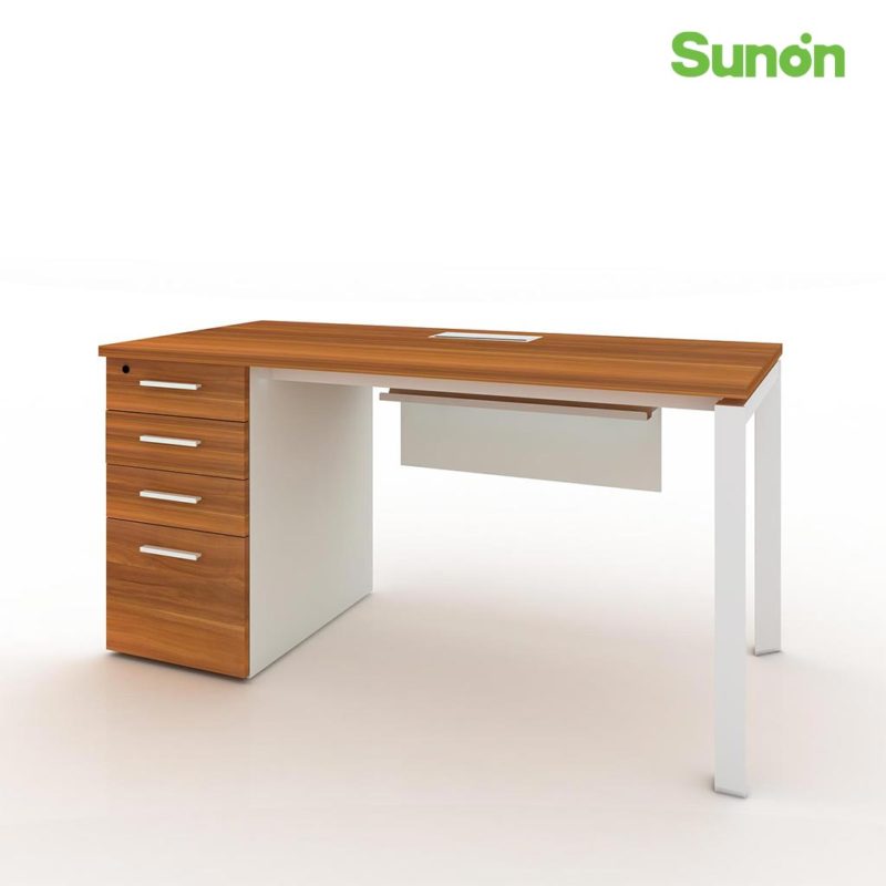 E-Half  Single Workstation with fixed four drawer fixed cabiet 2 no master