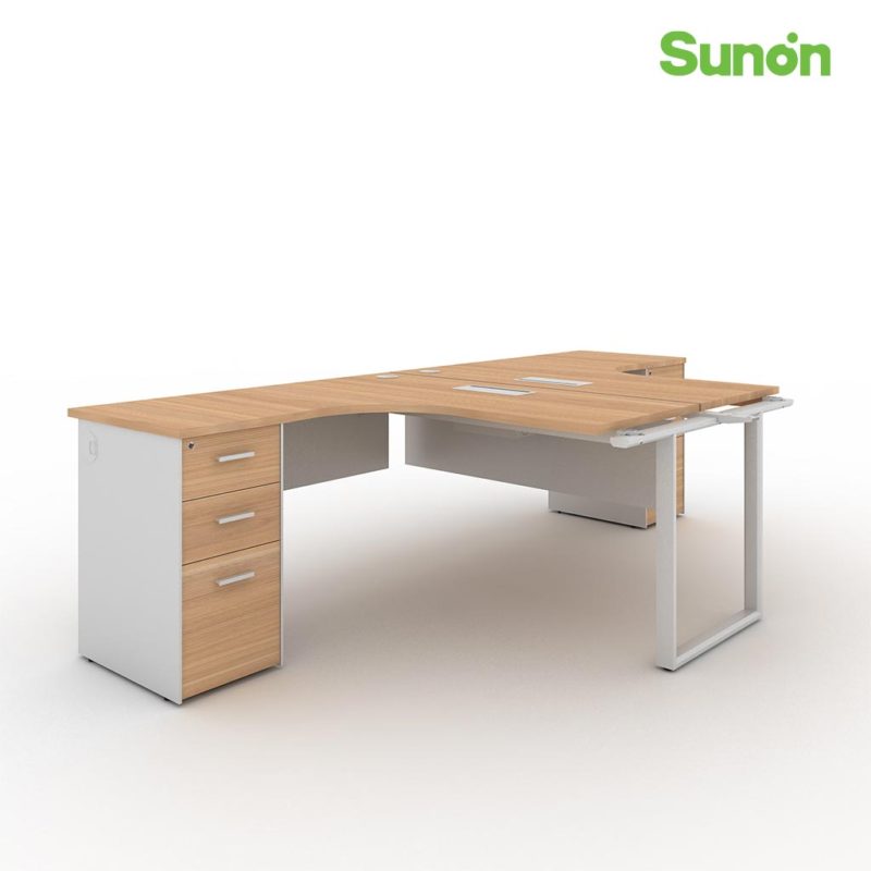 Linz L Shaped Staff Desk with Cabinets (2 seaters)