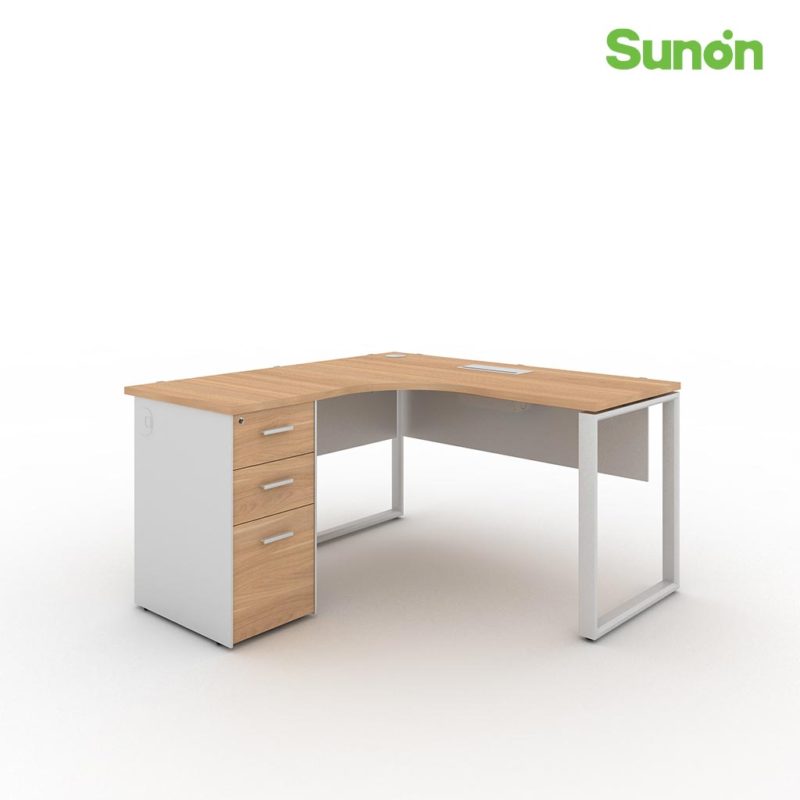 Linz  L Shaped Staff Table with Cabinet